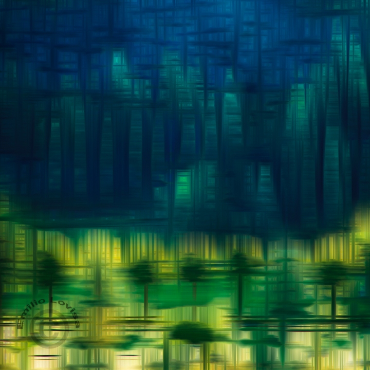 Photographic abstract of an Olive Grove in the Florentine Countryside.